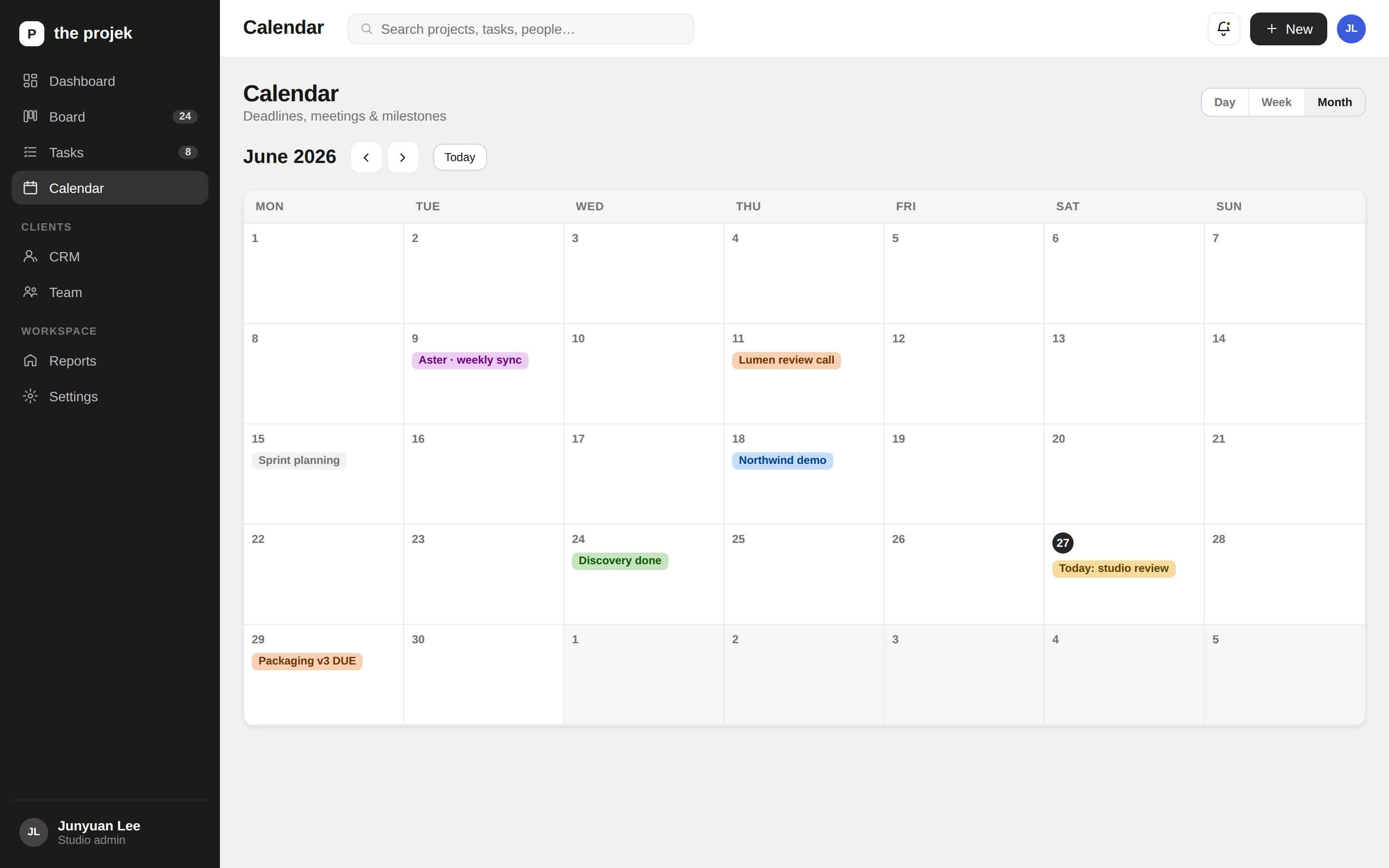 Calendar view preview