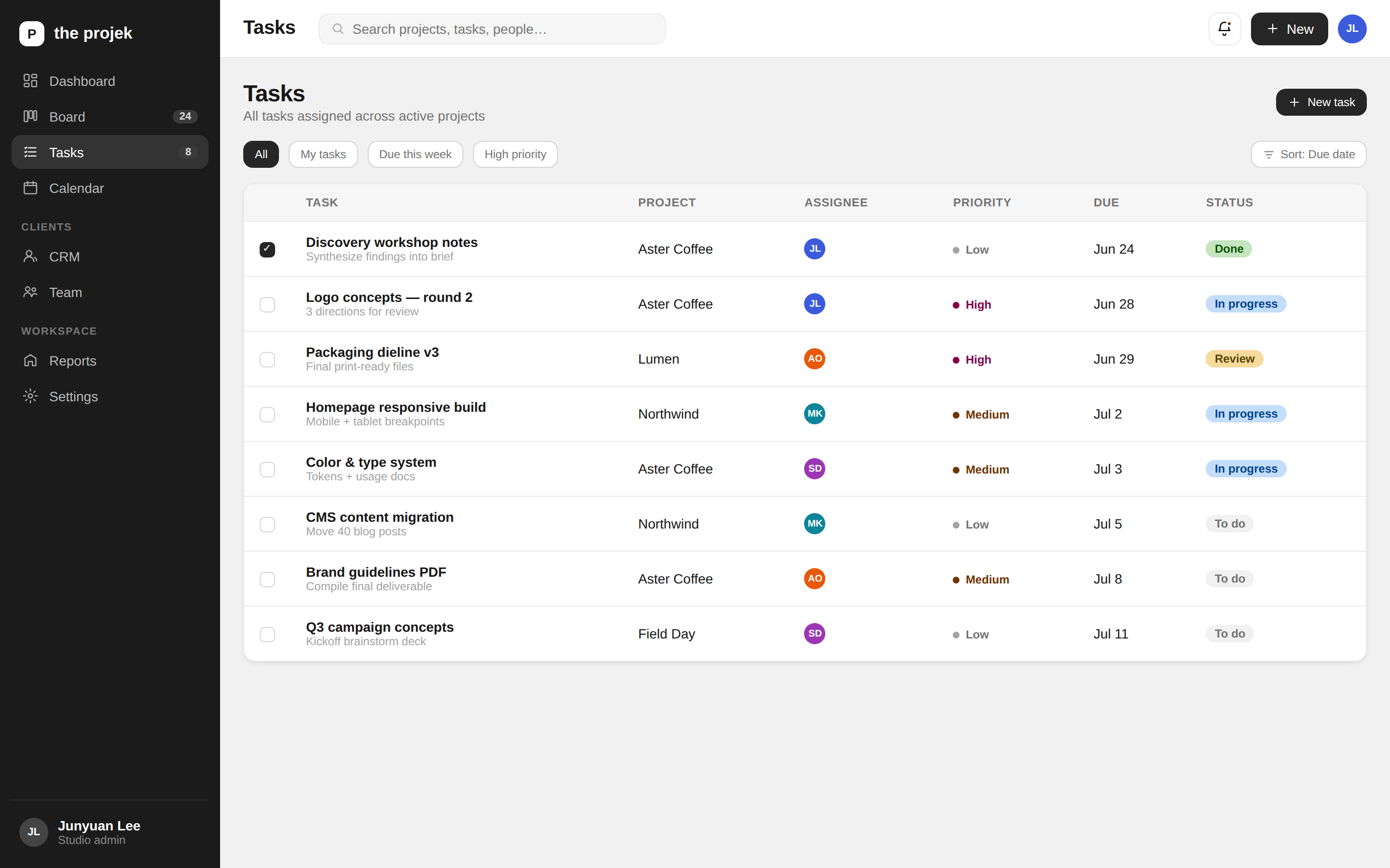 Tasks view preview